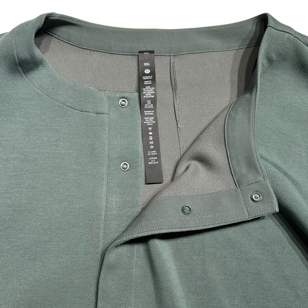 LULULEMON | Men’s Softstreme Oversized-Fit Long-Sleeve Henley - Dark Forest - 2X - Picture 13 of 15
